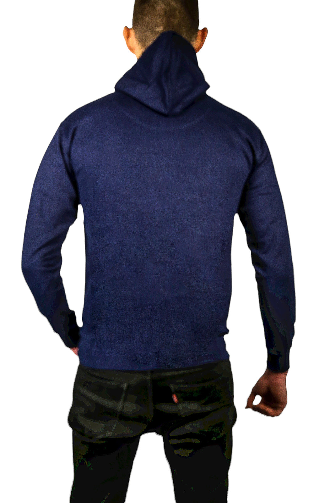 Adult Mens 100% Cotton Fleece Hoodie Jumper Pullover Sweater Warm Sweatshirt - Navy - L