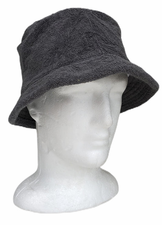 Stingy Brim Terry Towelling Bucket Hat Daggy Fishing Camping Lad Cap 100% COTTON - Charcoal - S/M
