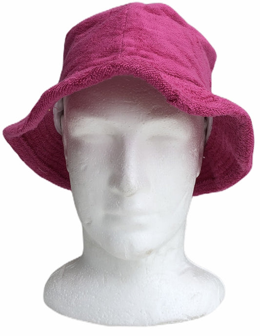 Stingy Brim Terry Towelling Bucket Hat Daggy Fishing Camping Lad Cap 100% COTTON - Fuchsia - XXL