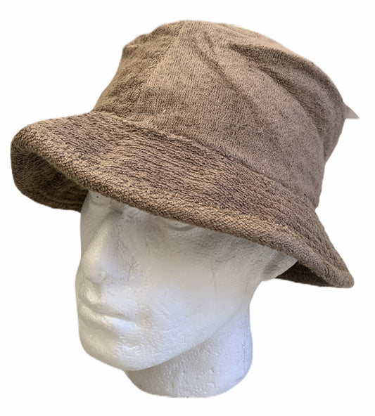 Stingy Brim Terry Towelling Bucket Hat Daggy Fishing Camping Lad Cap 100% COTTON - Khaki - L/XL