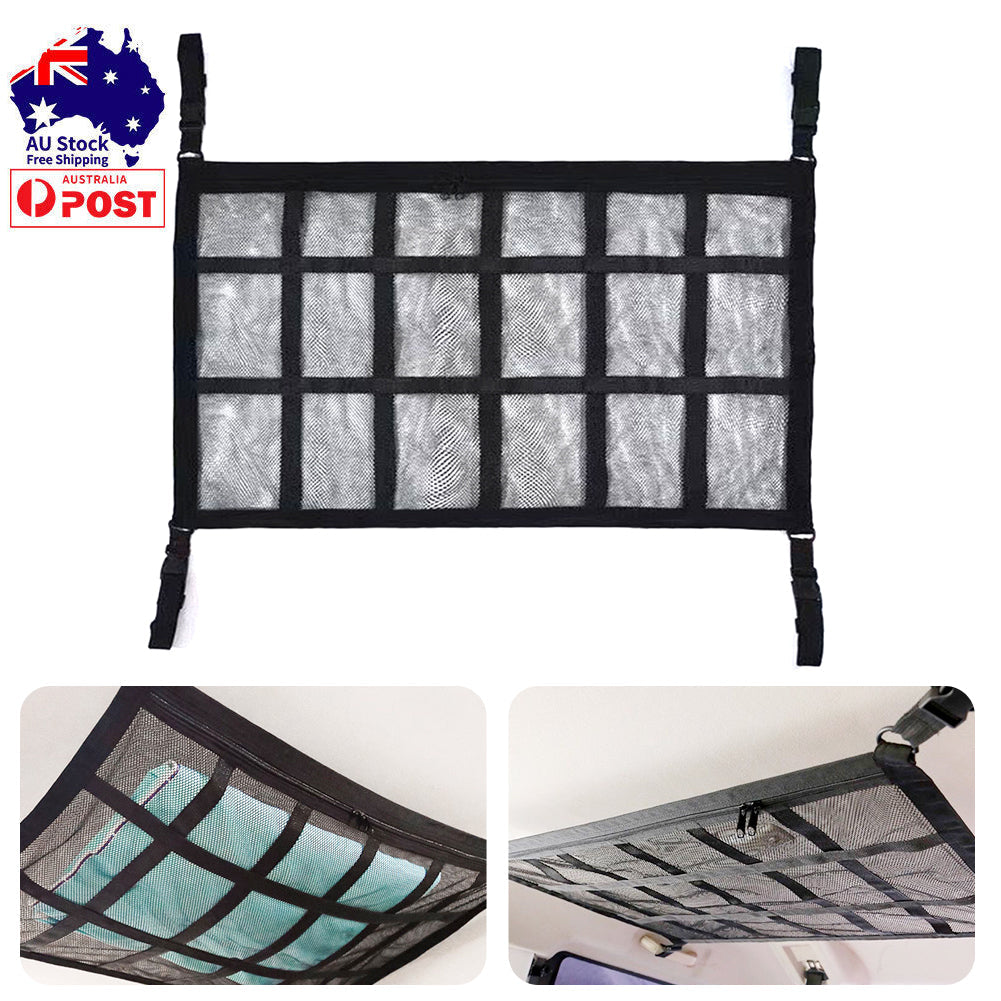 Universal Car Ceiling Storage Bag Cargo Roof Top Net Mesh Pocket Pouch 70x50cm