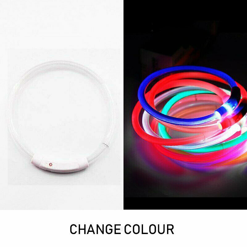 Rechargeable Night LED Dog Collar USB Glow Flashing Light Up Pet Collars Safety-Red-Diameter Length-70cm