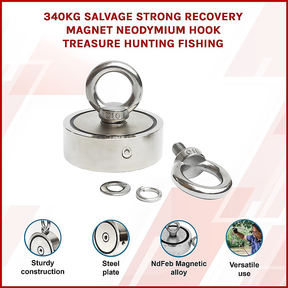 340Kg Salvage Strong Recovery Magnet Neodymium Hook Treasure Hunting Fishing