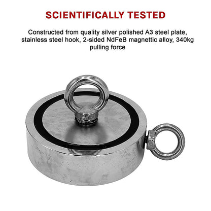 340Kg Salvage Strong Recovery Magnet Neodymium Hook Treasure Hunting Fishing