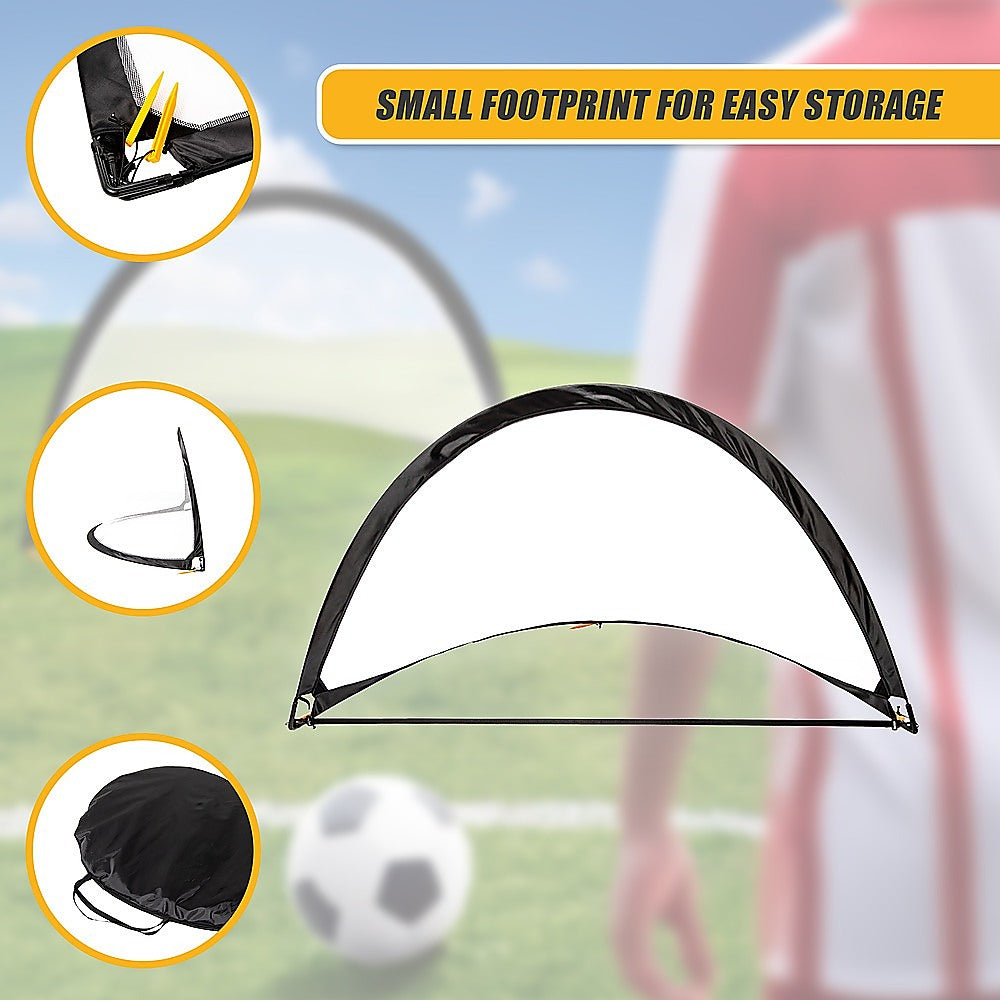 Pair of Soccer Football Goals 180cm Pop Up Portable Quick Set Up