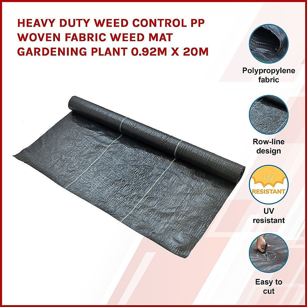 Heavy Duty Weed Control PP Woven Fabric Weed Mat Gardening Plant 0.92m x 20m