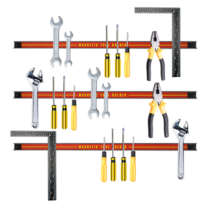 3 x 61cm Magnetic Wall Mounted Tool Holder Storage Organiser Garage Workshop