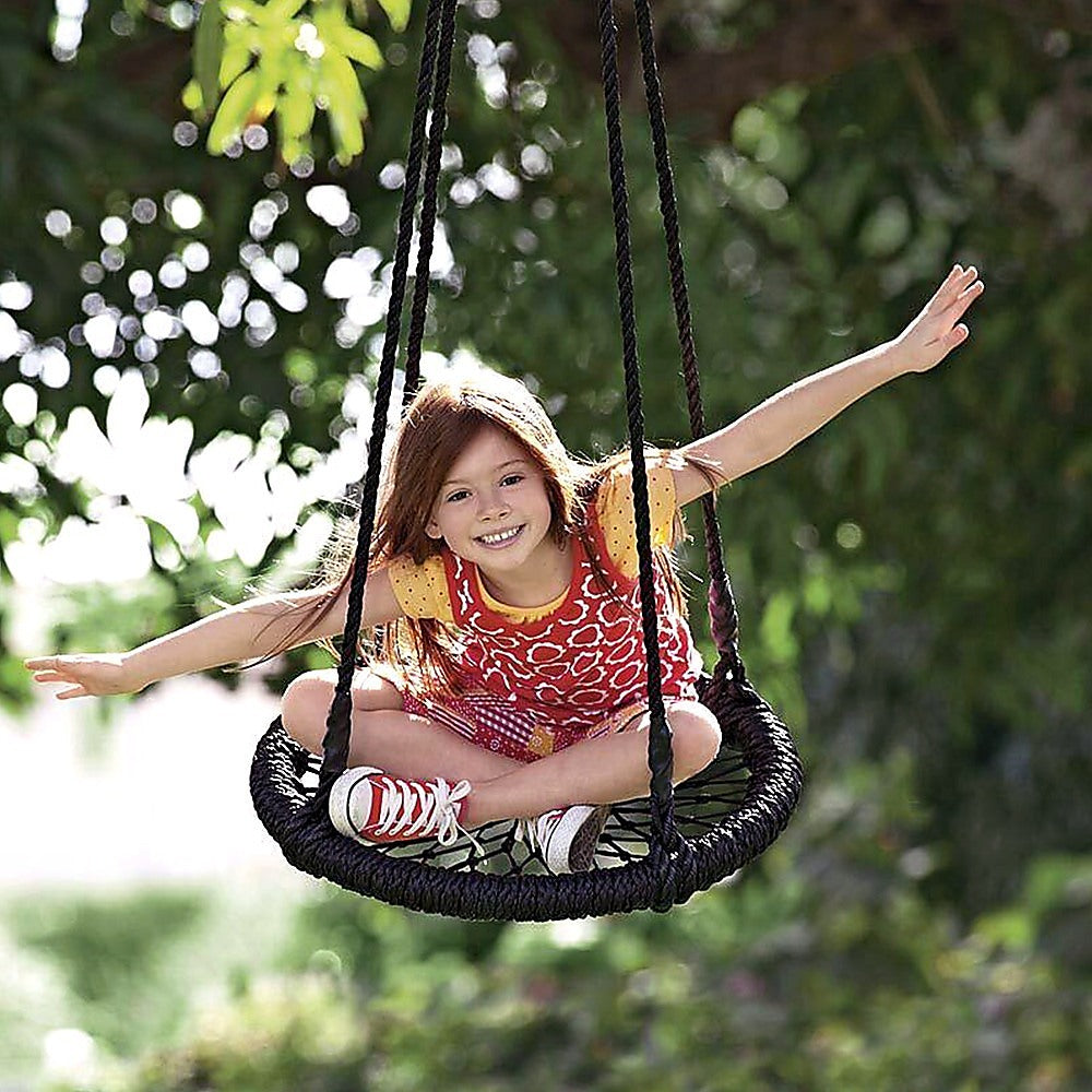 Kids Rope Swing Round Outdoor Birds Crows Nest Spider Web Swing Seat 65cm