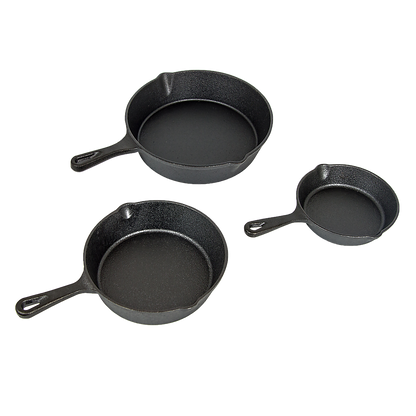 Pre Seasoned Cast Iron Skillet Fry Pan Set 3 Pcs Frying Pan Set