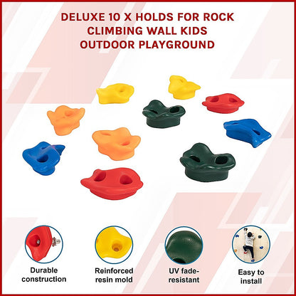 Deluxe 10 x Holds for Rock Climbing Wall Kids Outdoor Playground