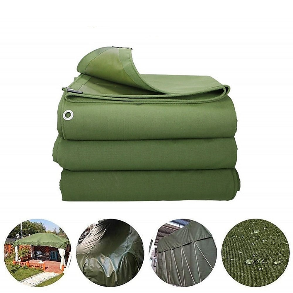 3x4M Army Heavy Duty Waterproof Canvas Tarp Tarpaulin Sun Blocked Dustproof