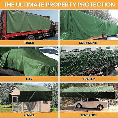 3x4M Army Heavy Duty Waterproof Canvas Tarp Tarpaulin Sun Blocked Dustproof