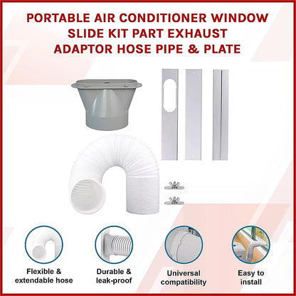 Portable Air Conditioner Window Slide Kit Part Exhaust Adaptor Hose Pipe & Plate