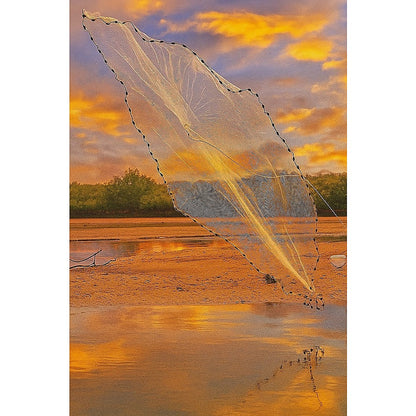 3m Nylon Fishing Cast Net – Quick Throw Mesh with Drawstring & Chain Bottom Weights