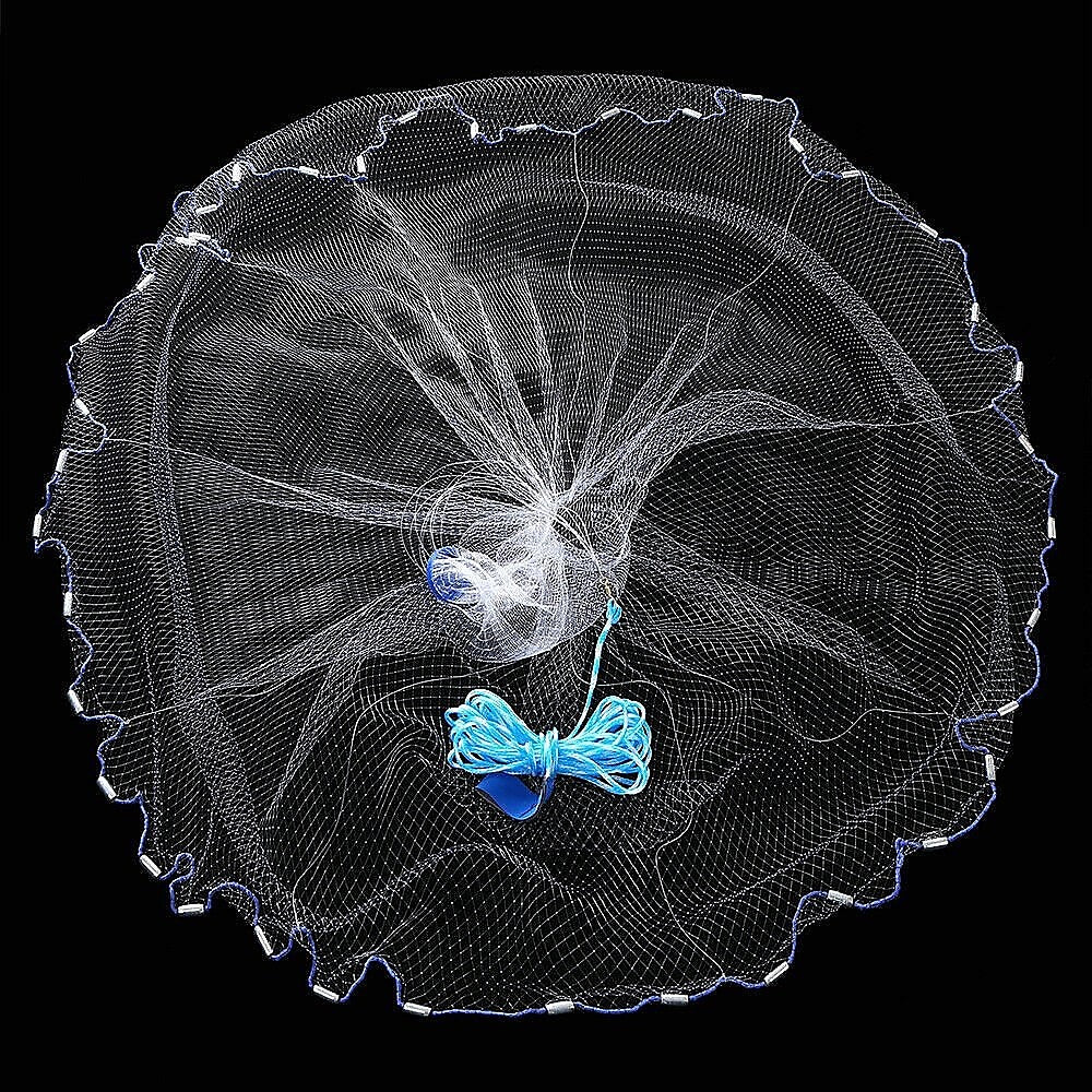 3m Nylon Fishing Cast Net – Quick Throw Mesh with Drawstring & Chain Bottom Weights