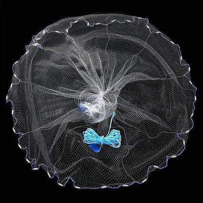 3m Nylon Fishing Cast Net – Quick Throw Mesh with Drawstring & Chain Bottom Weights