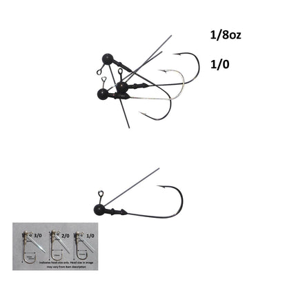Vike 1/8 oz Weedless Round Jig Head with a Size 1/0 Hook Tungsten, 3 pack