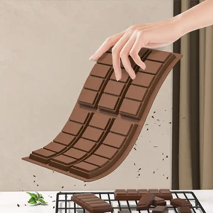 (5 PCS )YH913 Silicone Chocolate Bar Mold - BPA-Free, Heat-Resistant, Non-Stick Baking Tray, Measures 25.8 cm x 17 cm x 1.5 cm