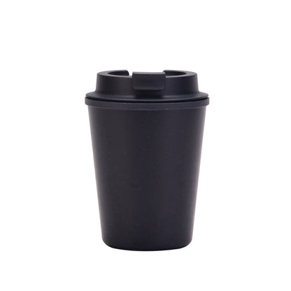 Black 350ml Wheat Straw Double-Layer Coffee Cup - Eco-Friendly and Lightweight