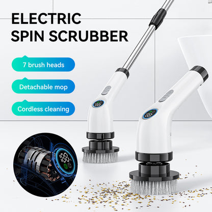 Electric Spin Scrubber with 7 Brush Heads - Cordless & Detachable Cleaning Tool