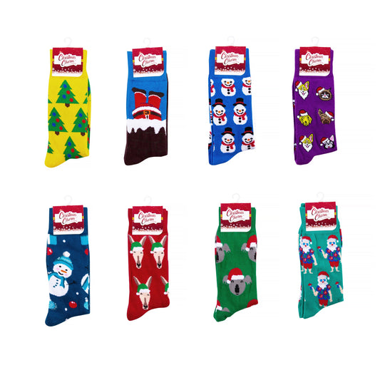 8 Pairs Assorted Colors Christmas Fashion Novelty Funny Socks One Size 5-13 Men Socks Women Socks