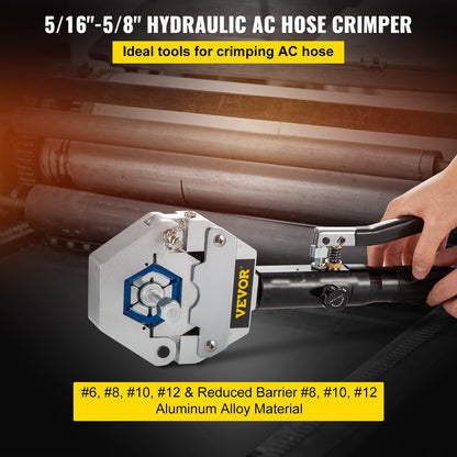 VEVOR Hydraulic Hose Crimper Hydra-Krimp 71500,Manual AC Hose Crimper Kit Air Conditioning Repaire Handheld,Hydraulic Hose Crimping Tool with 7 Die Set, for Barbed and Beaded Hose Fittings