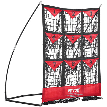 VEVOR 9 Hole Baseball Softball Pitching Net 9 Pocket Hitting Practice 49"x42"