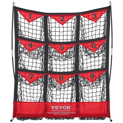 VEVOR 9 Hole Baseball Softball Pitching Net 9 Pocket Hitting Practice 49"x42"