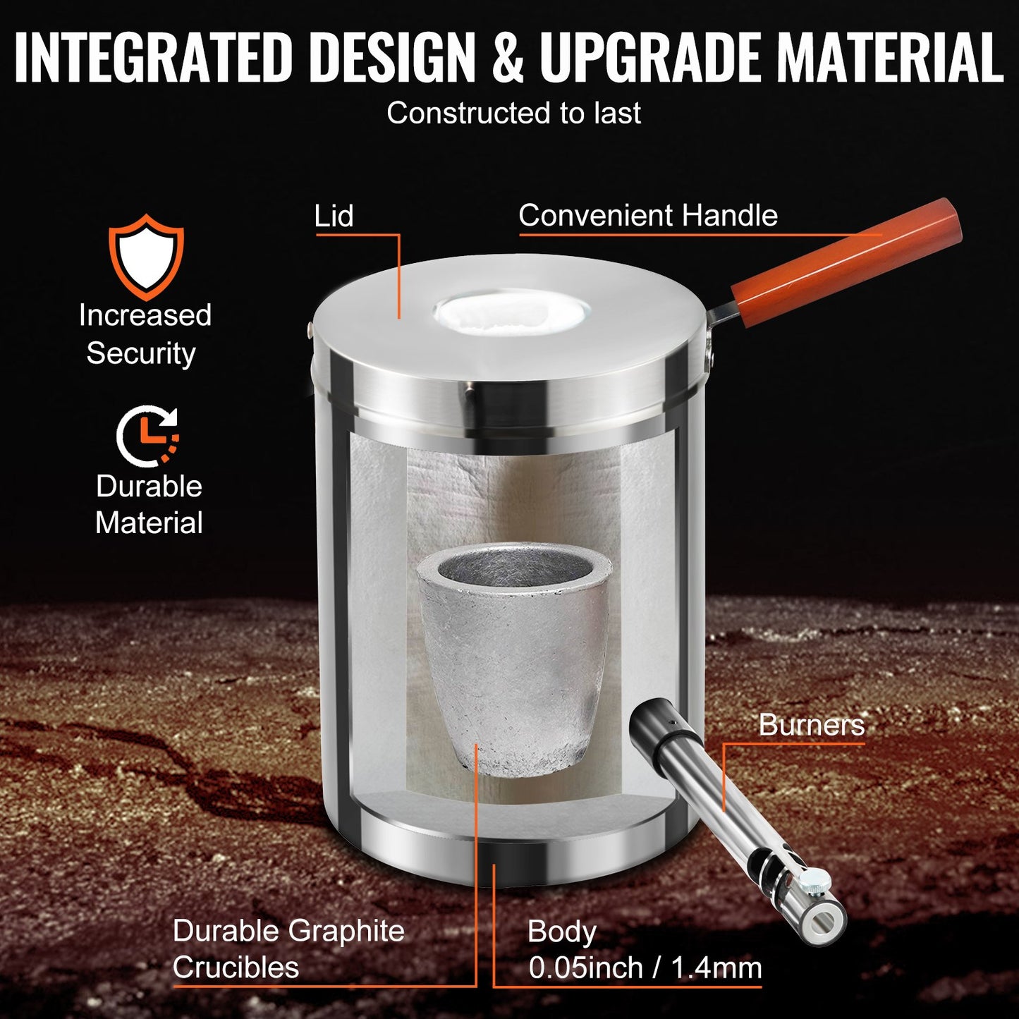 VEVOR 6KG Propane Melting Furnace Kit Melting Furnace Stainless Steel 2700℉