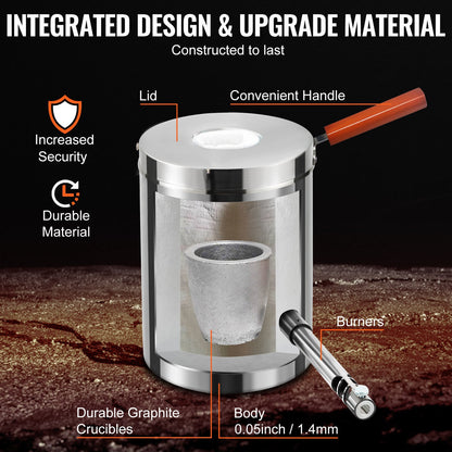 VEVOR 6KG Propane Melting Furnace Kit Melting Furnace Stainless Steel 2700℉
