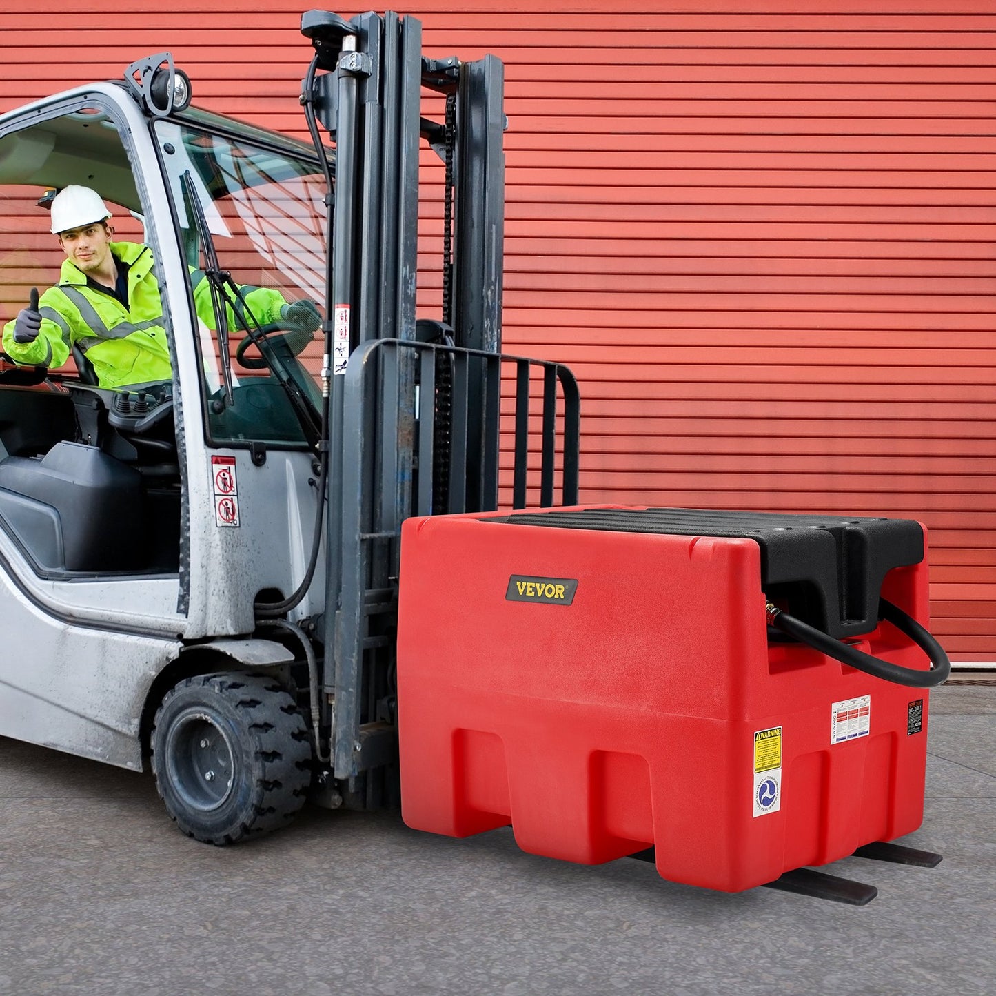 VEVOR Portable Diesel & Gasoline Tank, 182L, 10.6 GPM Flow Rate, Diesel Fuel Tank with Electric Transfer Pump, 4 m Hose, Auto Fueling Nozzle, Diesel Transfer Tank for Easy Fuel Transportation, Red