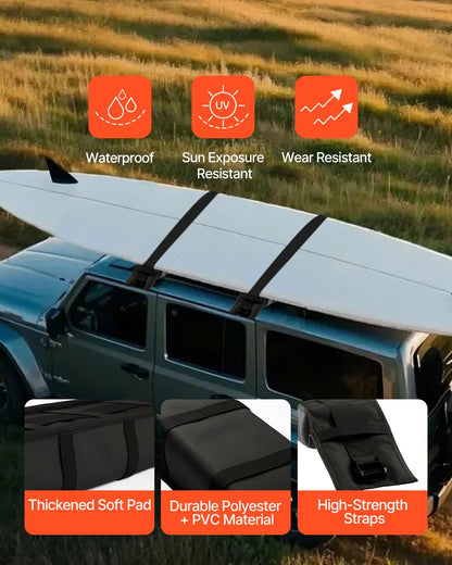 VEVOR Soft Roof Rack Pads 33in 176lbs Load Capacity for Kayak Canoe Surfboard Luggage
