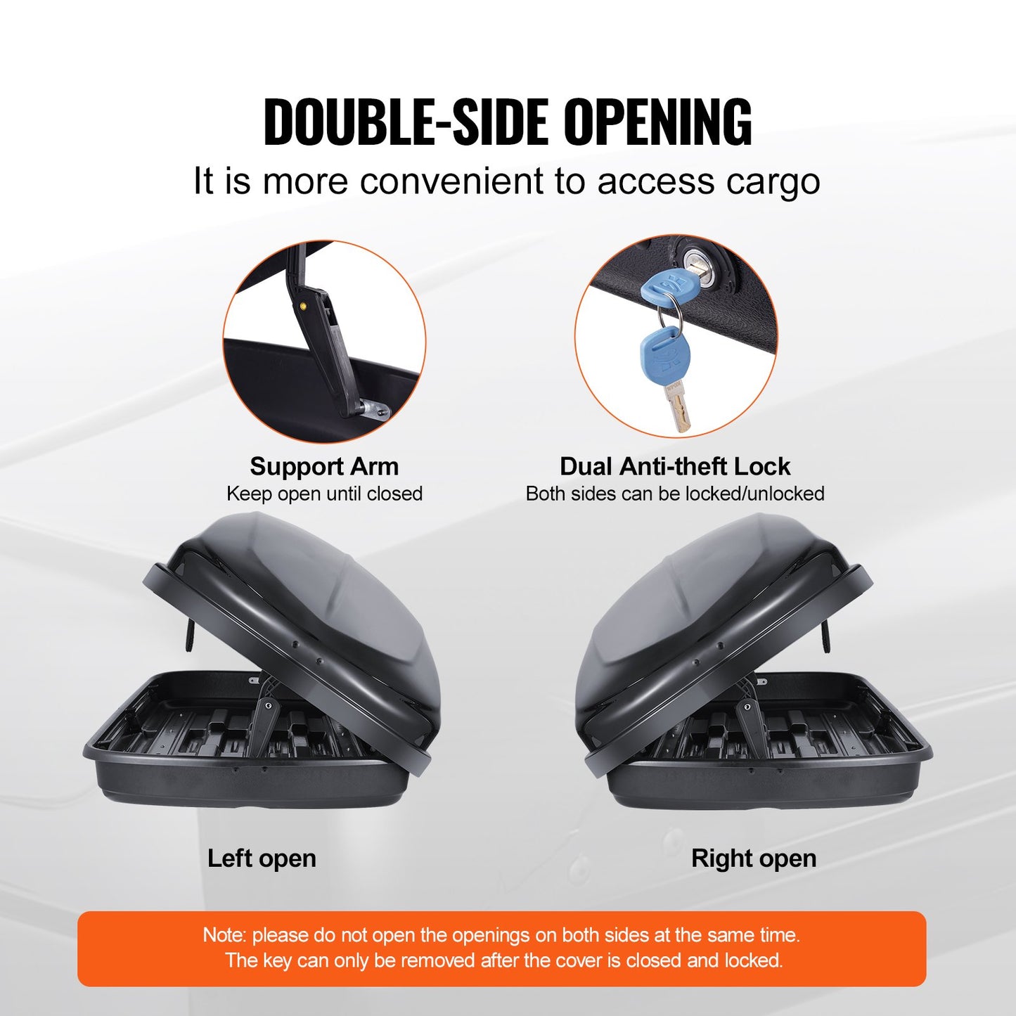 VEVOR Rooftop Cargo Carrier 220 L Luggage Storage Box ABS for SUVs Cars