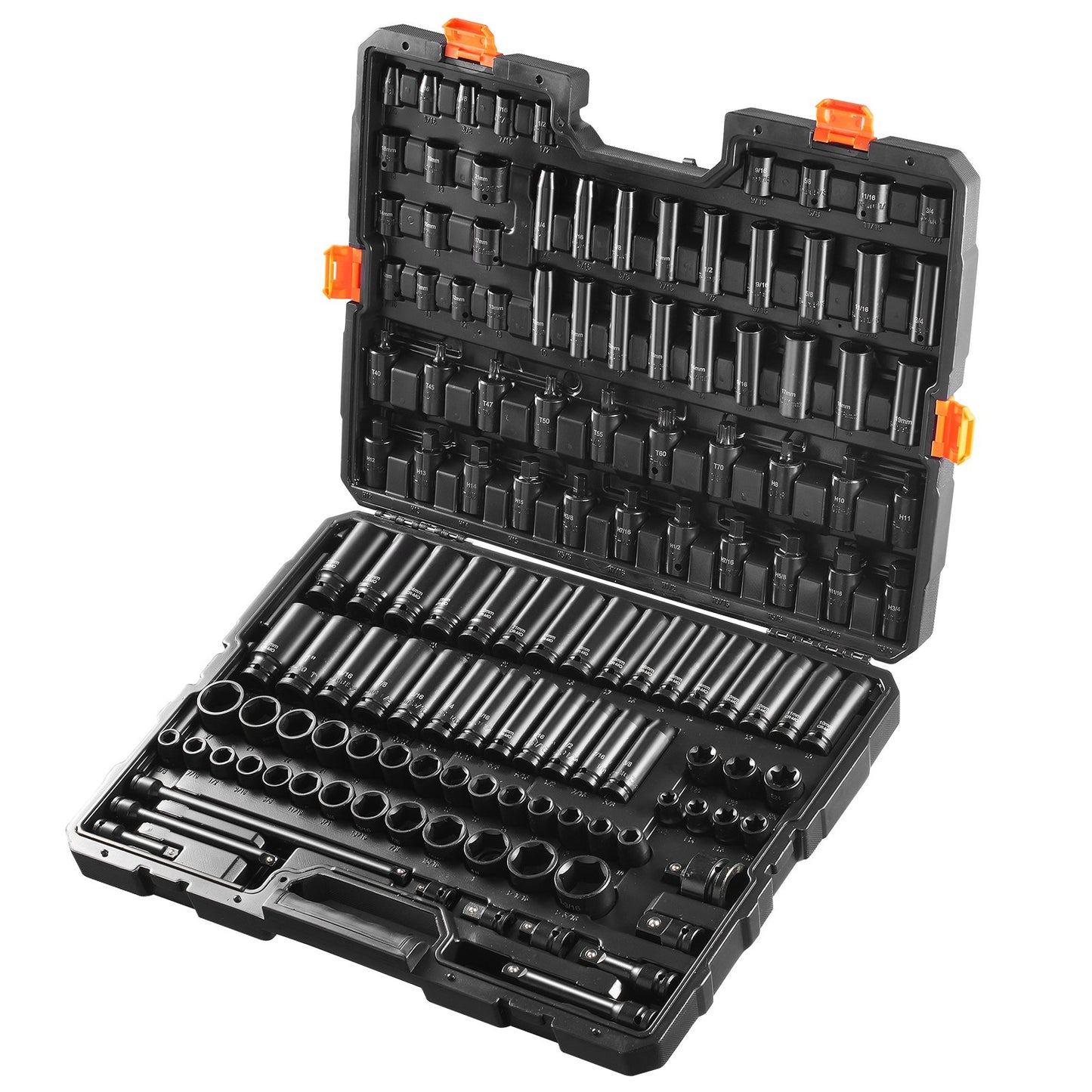 VEVOR Impact Sockets Set 130PCS 6-Point 3/8" & 1/2" Drive Bit Ratchet Tool Kit