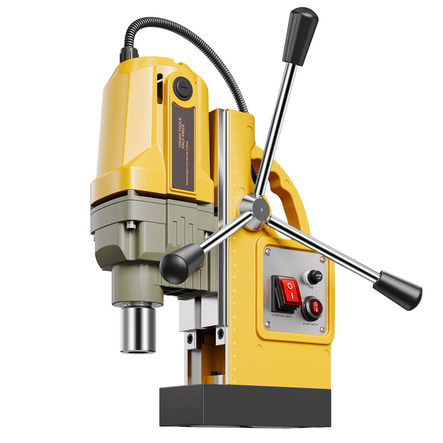 Magnetic Drill, 1400W Motor 1.6 in Boring Diameter, 2810 lbf Portable Electric Mag Drill Press, with 11 Coring Bits, 800 RPM Speed, Drilling Machine for Metal Surface, Home Improvement Industry