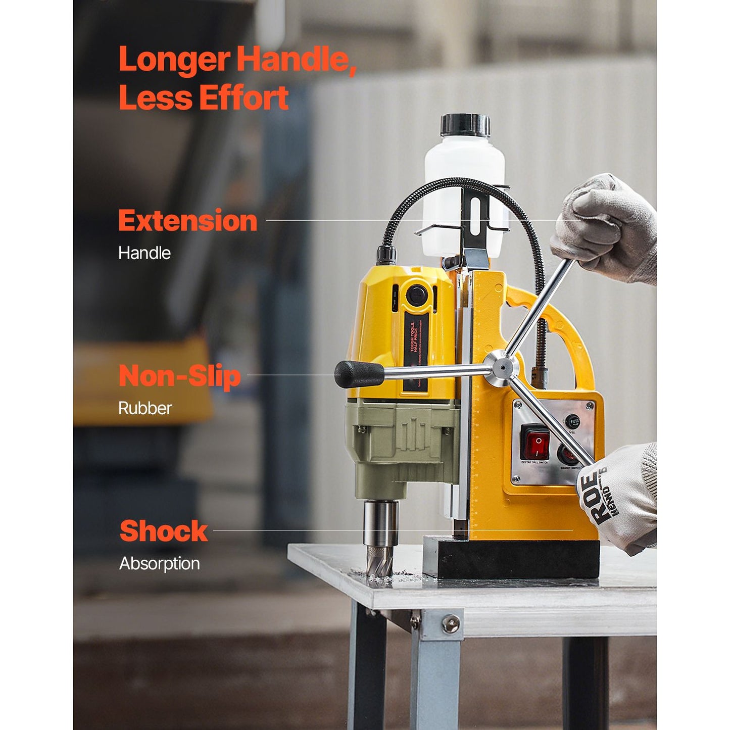 Magnetic Drill, 1400W Motor 1.6 in Boring Diameter, 2810 lbf Portable Electric Mag Drill Press, 800 RPM No-Load Speed, Drilling Machine for Metal Surface, Industrial and Home Improvement