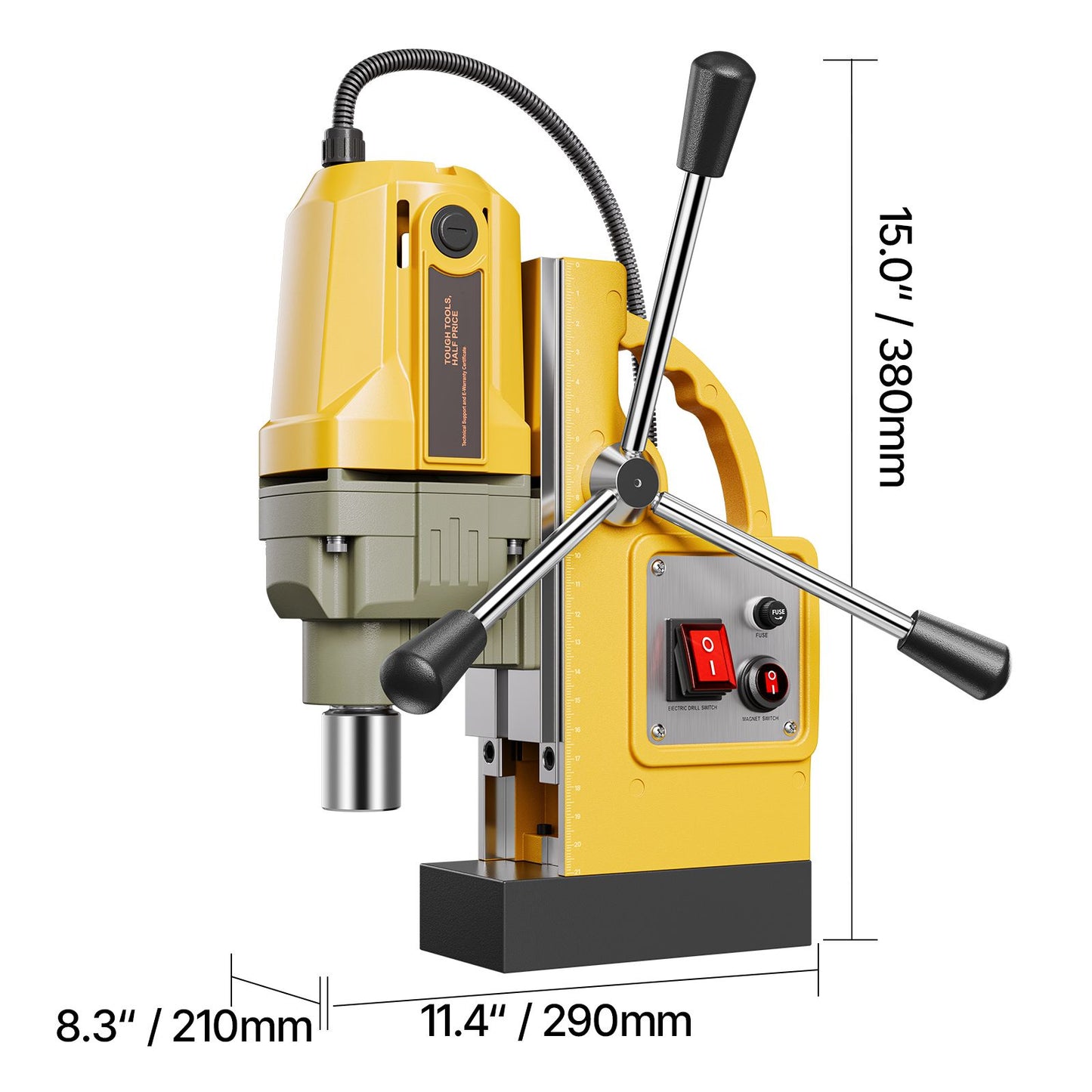 Magnetic Drill, 1400W Motor 1.6 in Boring Diameter, 2810 lbf Portable Electric Mag Drill Press, 800 RPM No-Load Speed, Drilling Machine for Metal Surface, Industrial and Home Improvement