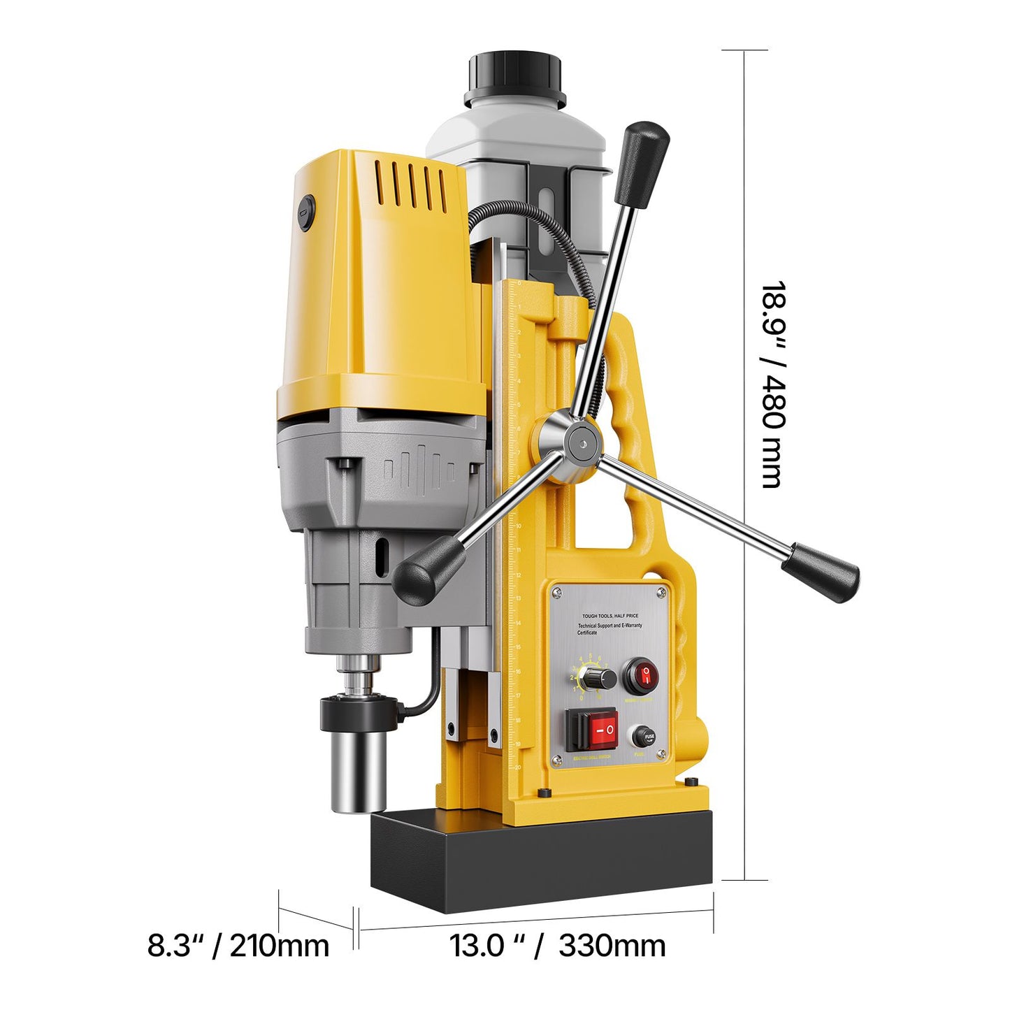 Magnetic Drill, 1400W Motor 2 in Boring Diameter, 2922 lbf Portable Electric Mag Drill Press, 0-750 RPM Variable Speed, Drilling Machine for Metal Surface, Industrial and Home Improvement