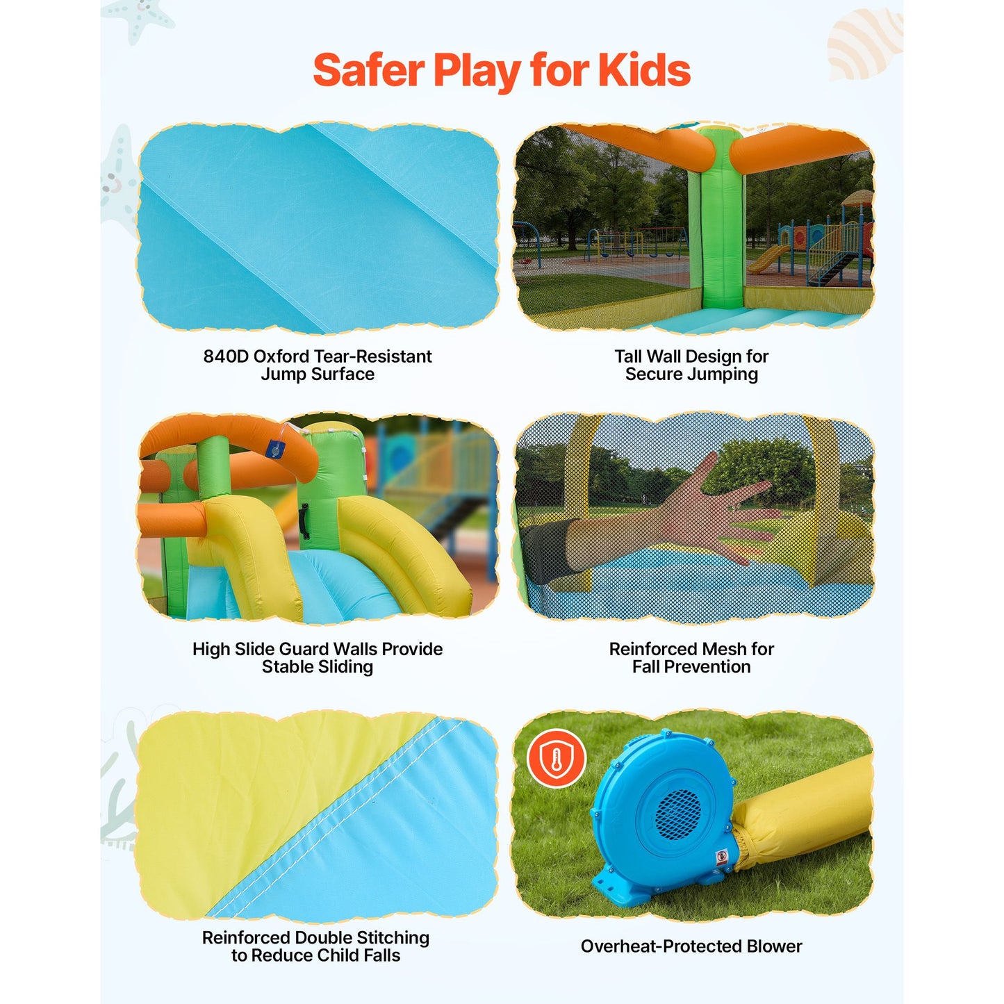 Inflatable Bounce House, 3.82 x 3.98 x 1.97 m Inflatable Bounce House Water Slide, Bouncer Castle with Castle Bounces, Basketball Hoop, Splash Pool & Water Ring Toss, for 3 to 4 Kids Ages 3 to 8