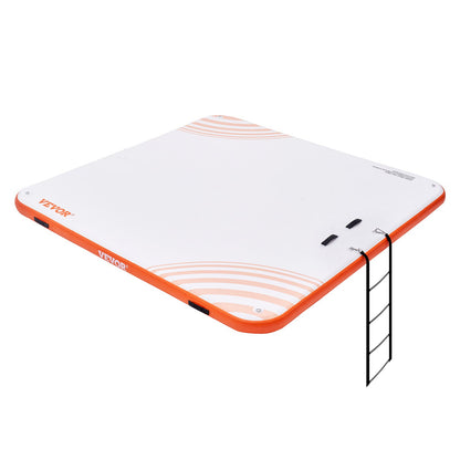 VEVOR Inflatable Floating Dock, 10 x 10FT Inflatable Dock Platform, Non-Slip Water Floating Dock Mat with Portable Carrying Bag & Detachable Ladder, Floating Platform Island Raft for Pool Beach Ocean