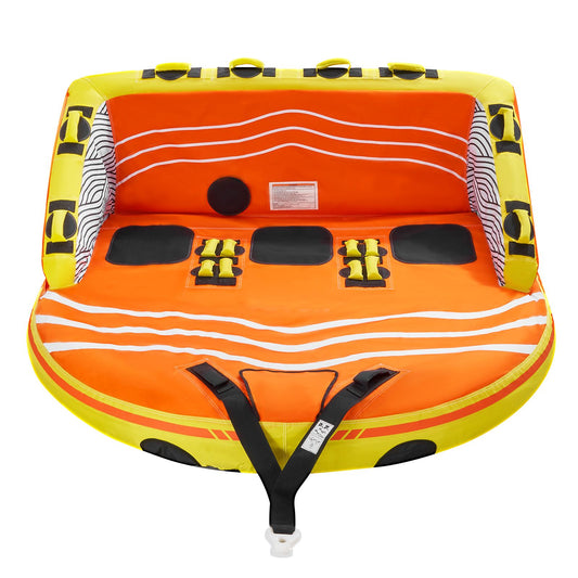 Towable Tube for Boating, 1-3 Riders Inflatable Boat Tubes and Towables, 510lbs Water Sport Towable Tube for Boat to Pull - with Full Nylon Cover, 16 Grab Handles, Dual Tow Points & Safety Valve