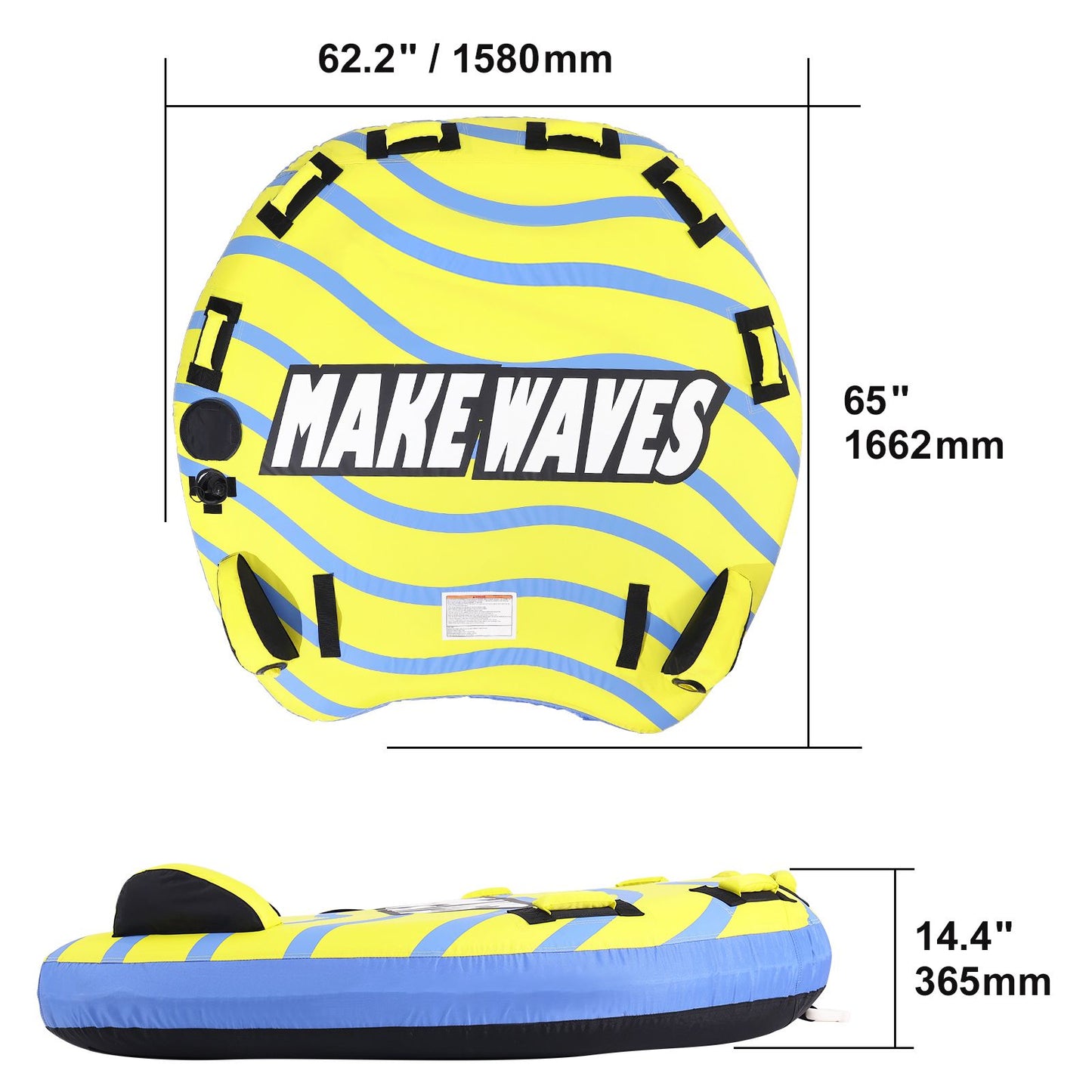 Towable Tube for Boating, 1-3 Riders Inflatable Towable Tube with Bumper Fins, 510 lbs Water Sport Towable Tubes for Boats to Pull, Full Nylon Cover, EVA Grab Handles and Speed Safety Valve