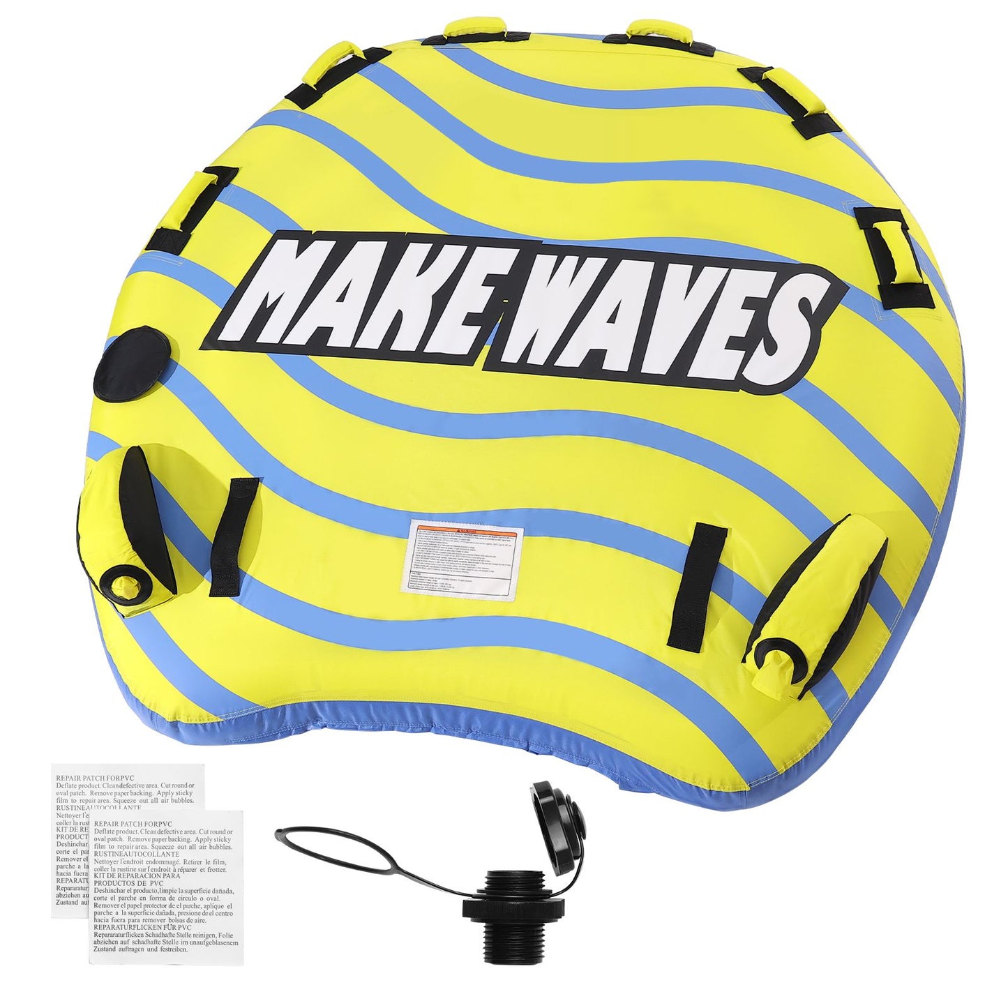 Towable Tube for Boating, 1-3 Riders Inflatable Towable Tube with Bumper Fins, 510 lbs Water Sport Towable Tubes for Boats to Pull, Full Nylon Cover, EVA Grab Handles and Speed Safety Valve