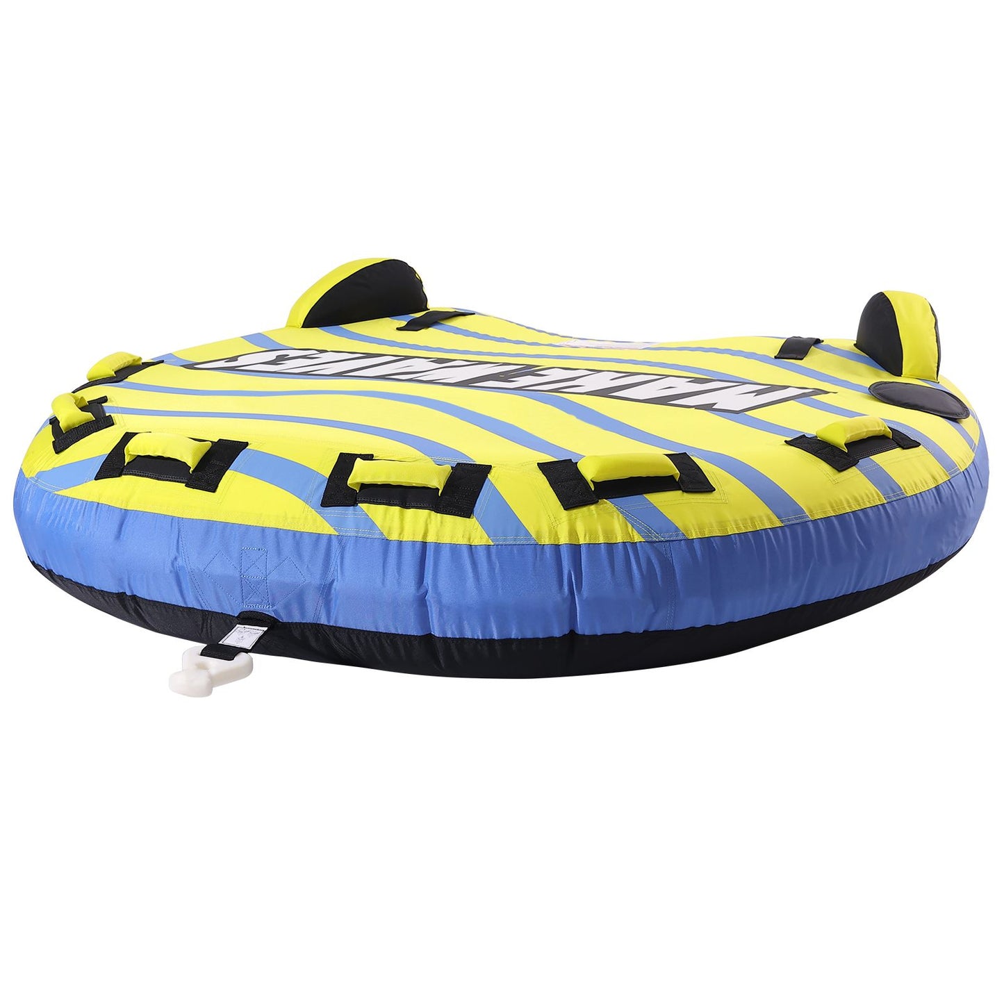 Towable Tube for Boating, 1-3 Riders Inflatable Towable Tube with Bumper Fins, 510 lbs Water Sport Towable Tubes for Boats to Pull, Full Nylon Cover, EVA Grab Handles and Speed Safety Valve