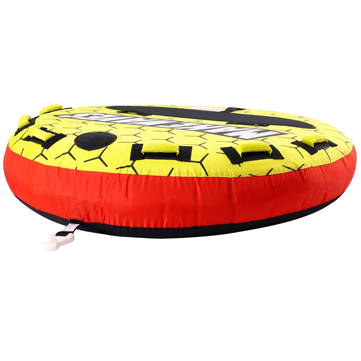 Towable Tube for Boating, 1-3 Riders Inflatable Boat Tubes and Towables, 510 lbs, 63" Round Water Sport Towable Tubes for Boats to Pull, Full Nylon Cover, EVA Grab Handles and Speed Safety Valve