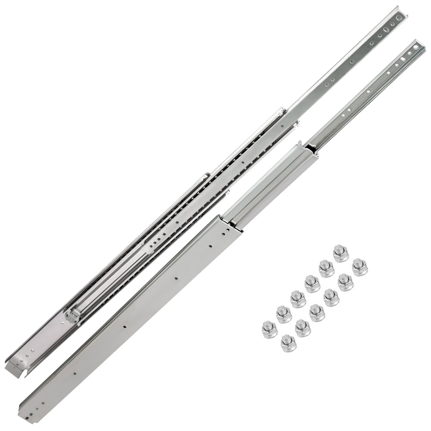 Drawer Slides, 1 Pair 42 Inch Heavy Duty Drawer Slides, Ball Bearing Side Mount Drawer Hardware Slides, 500 LBS Load Capacity 3-Section Full Extension Drawer Slides for Smooth Slide, Less Noise
