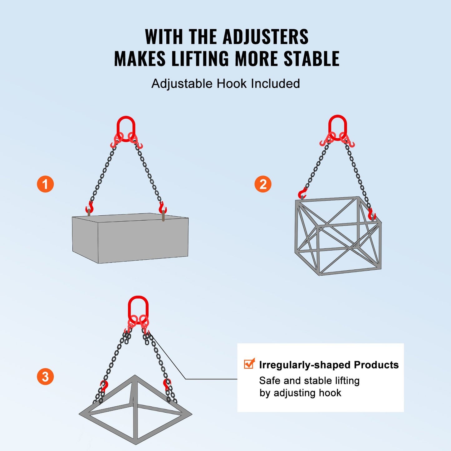 Chain Sling, 10 mm x 180 cm Lifting Chains with Hooks, G80 Engine Chain Hoist Lifts, 5 Ton Lifting Sling Chains for Engine Hoist, Engine Lift Chain with 2 Leg Grab Hooks and Adjusters Heavy Duty