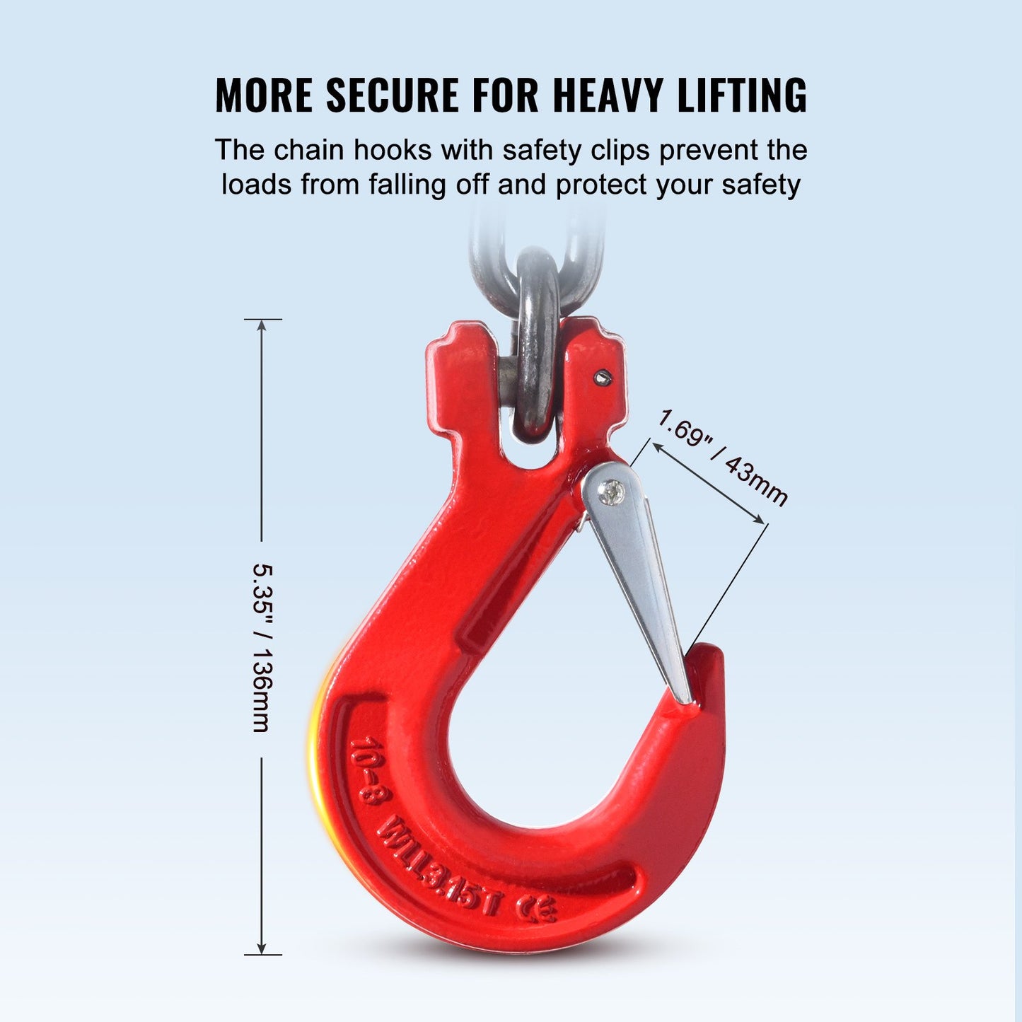 Chain Sling, 10 mm x 180 cm Lifting Chains with Hooks, G80 Engine Chain Hoist Lifts, 5 Ton Lifting Sling Chains for Engine Hoist, Engine Lift Chain with 2 Leg Grab Hooks and Adjusters Heavy Duty
