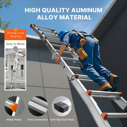 VEVOR Telescoping Ladder A Frame, 13 FT Compact Aluminum Extension Ladder, Multi-Function Portable Collapsible RV Ladder, Telescopic Ladder for Homework Stairs Indoor Outdoor Roof, 330lb Load