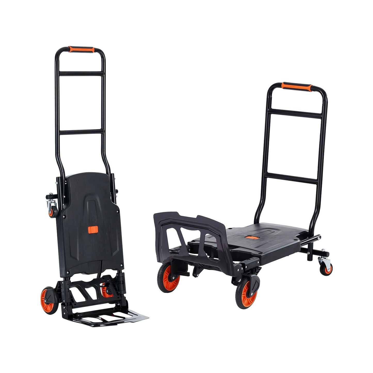 VEVOR Aluminum Hand Truck, 2 in 1, 136 kg Max Load Capacity, Heavy Duty Industrial Convertible Folding Hand Truck and Dolly, Utility Cart Converts from Hand Truck to Platform Cart with Rubber Wheels